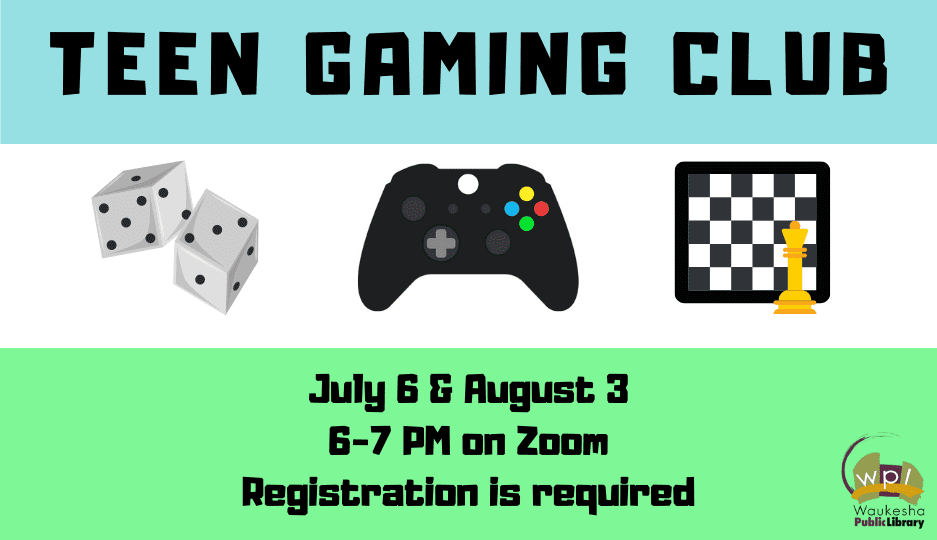 Teen gaming club with dice, controller, and chess.