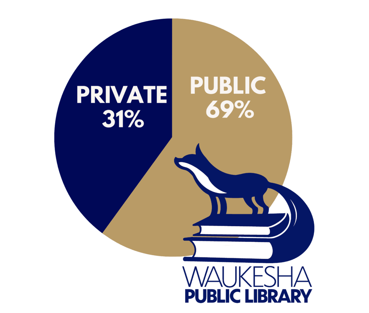 Pie chart showing public vs private library use.