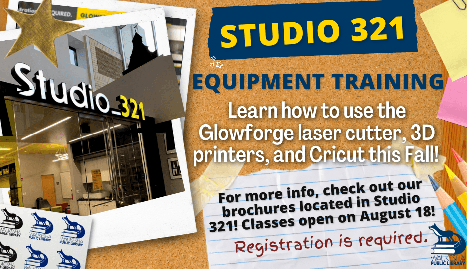 Studio 321 equipment training poster.