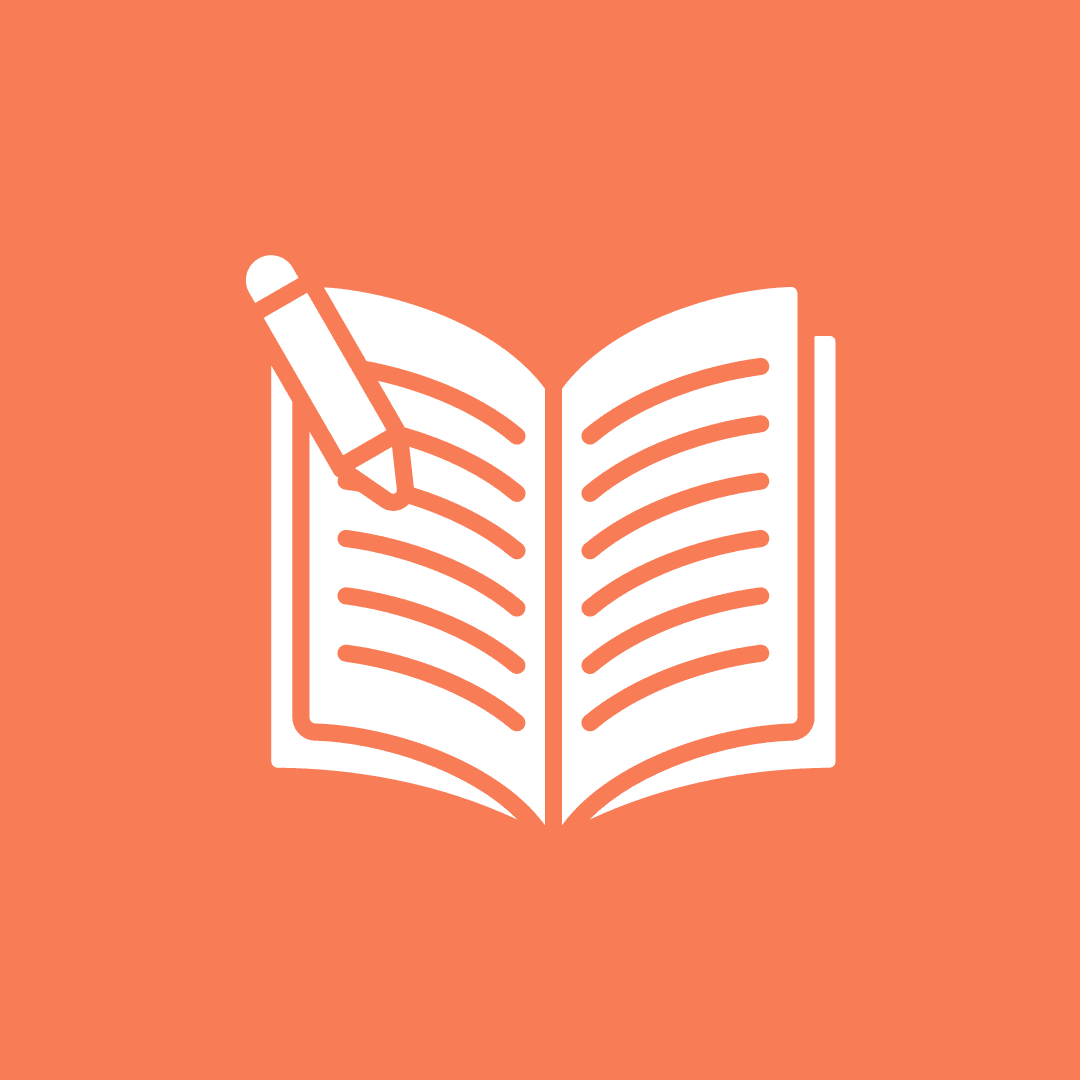 Open book with pencil icon.